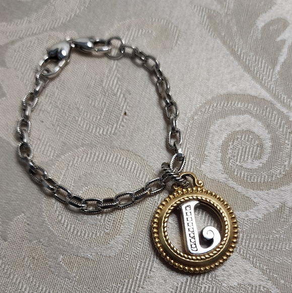 BRIGHTON INITIAL L MIXED METAL CHARM BRACELET - Picture 11 of 14